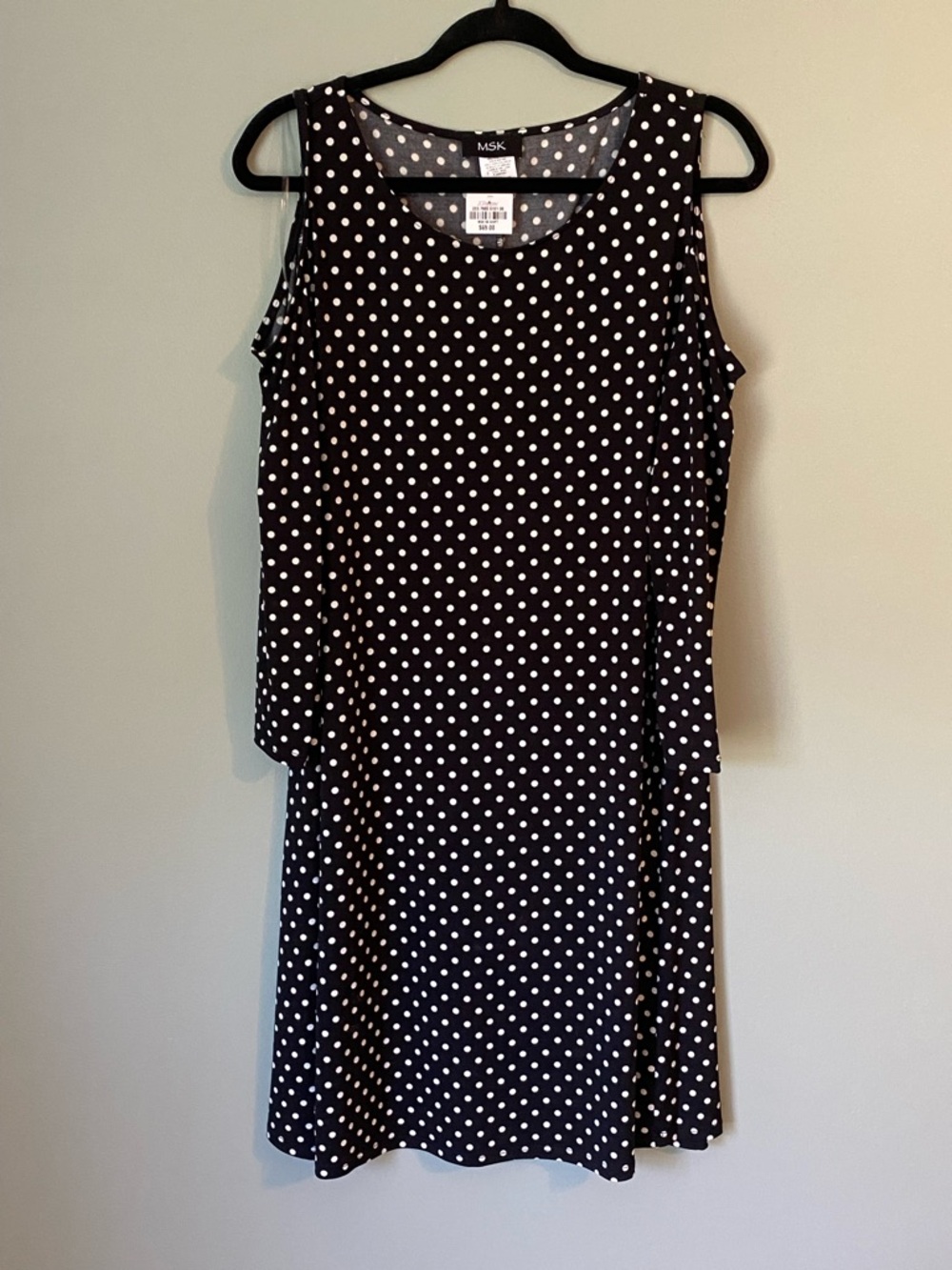 MSK Black and White Polka Dot Sleeveless Midi Dress